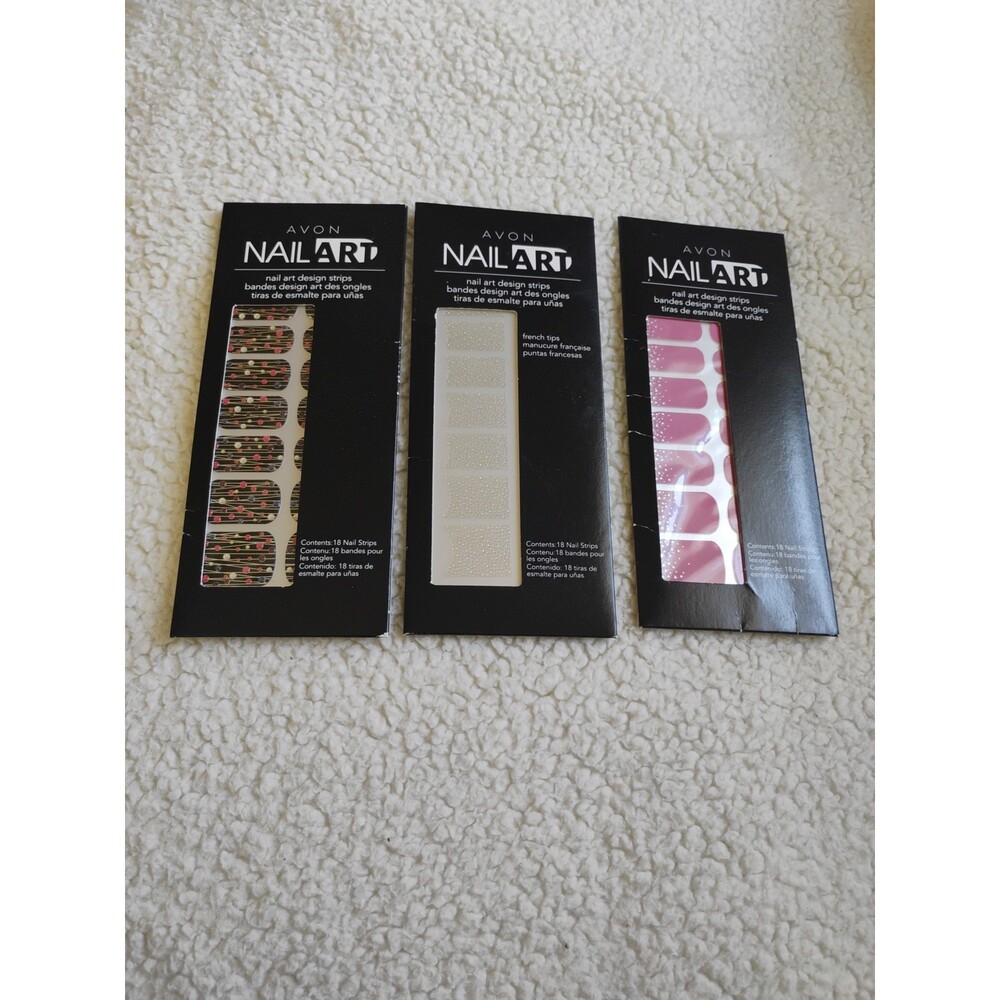 Avon Nail Art Design Strips 18 Strips Per Package Count Of 3Packs: Pink, Black
